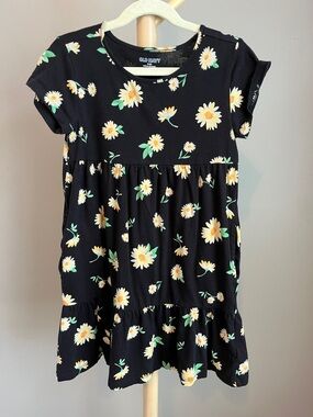 ⭐️⭐️PICK 5 / $20 Old Navy Girls Black Daisy Print Tiered Dress Medium 8